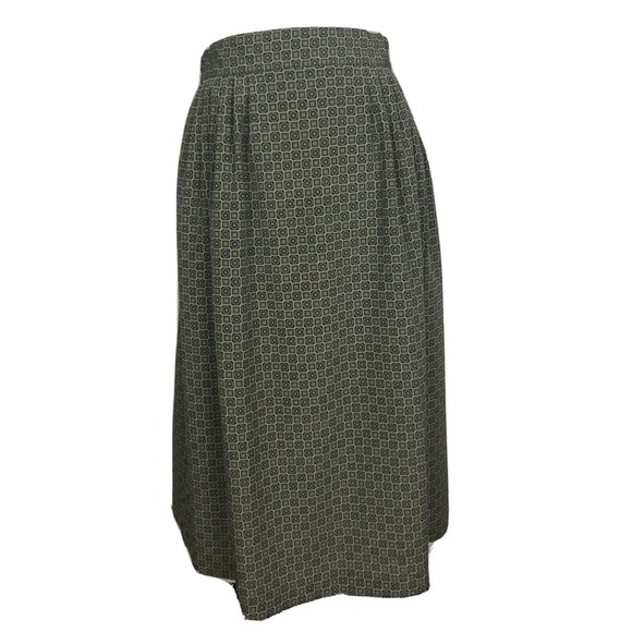 Rena Rowan For Saville‎ Long Pleated Geometric Green Skirt Size 14P - Picture 1 of 12